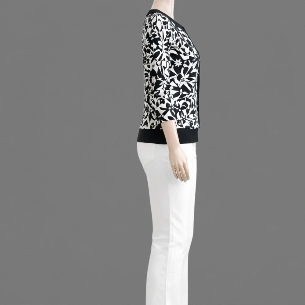 Cable & Gauge Silk-Blend Floral Cardigan